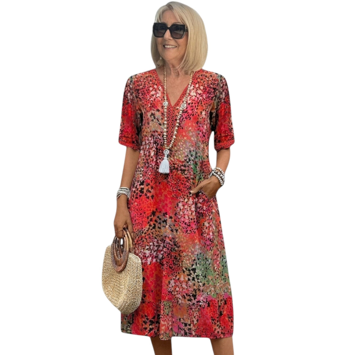 Women's Draped Bohemian Lightweight Fabric Dress