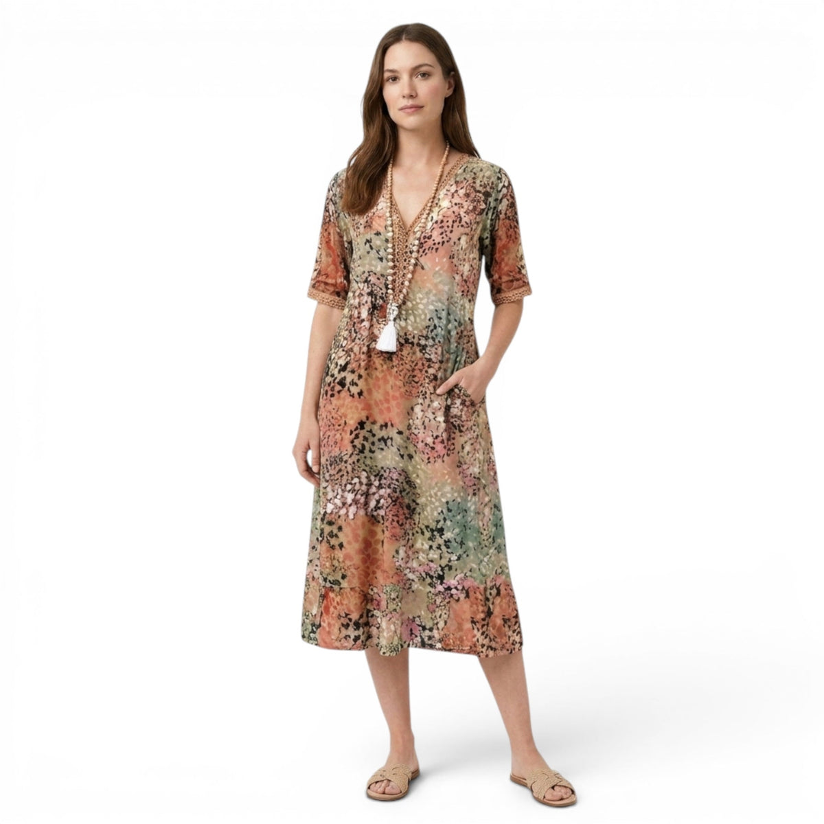 Women's Draped Bohemian Lightweight Fabric Dress