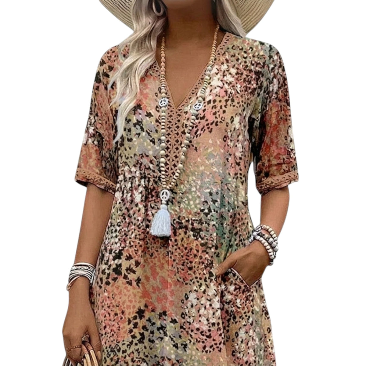 Women's Draped Bohemian Lightweight Fabric Dress