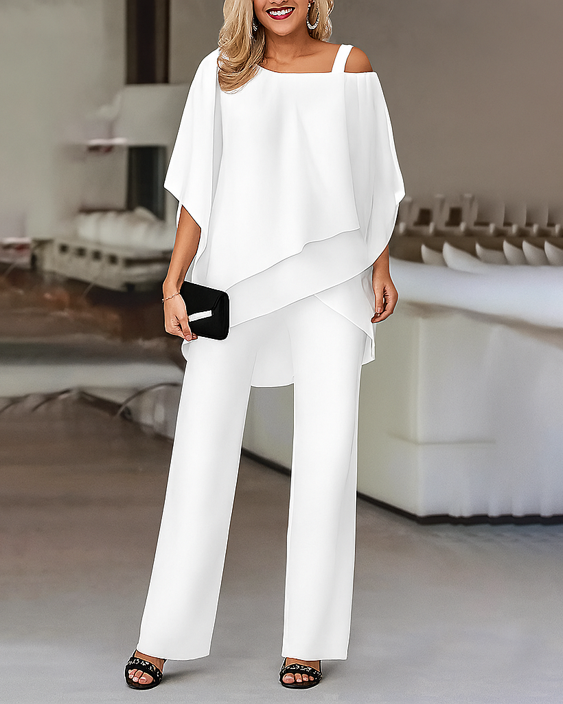 Women's Elegant Cold-Shoulder 2-Piece Set