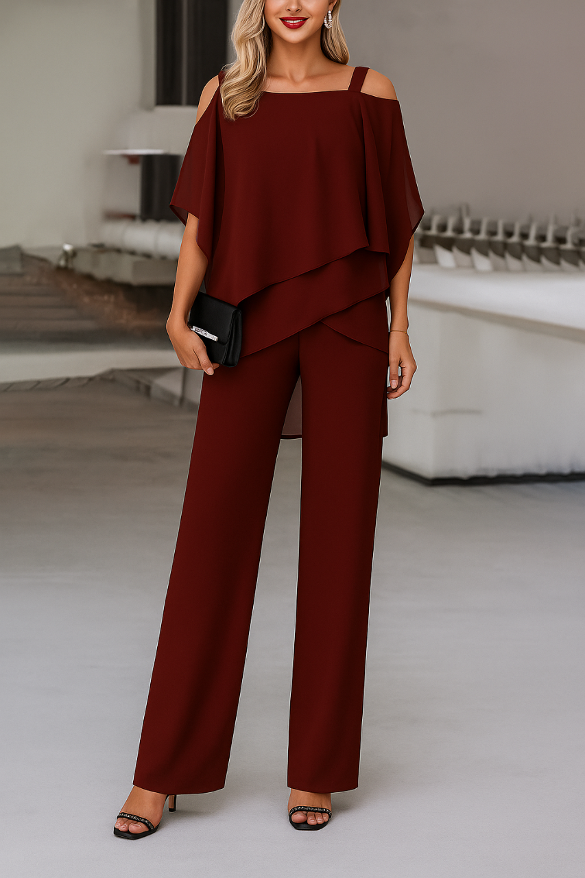 Women's Elegant Cold-Shoulder 2-Piece Set