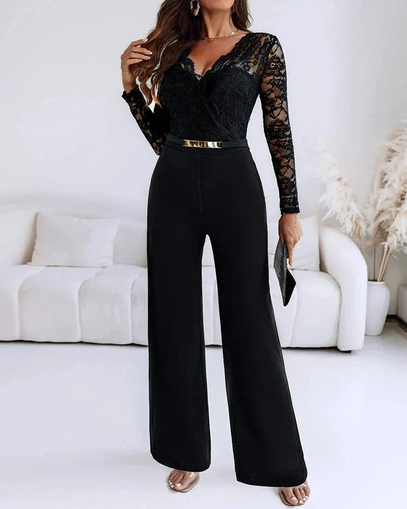 Women's Elegant Jumpsuit with Top and Wide Legs