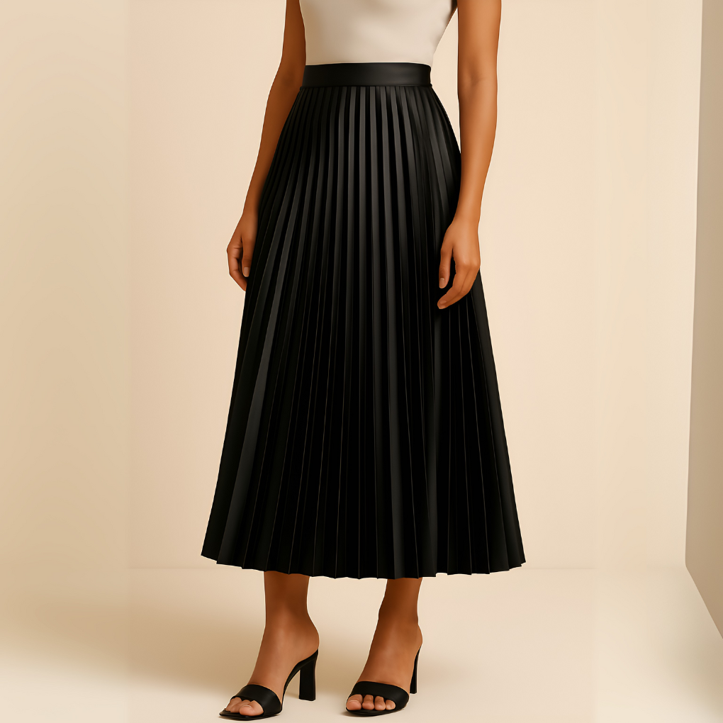 Women's Elegant Pleated Midi Skirt
