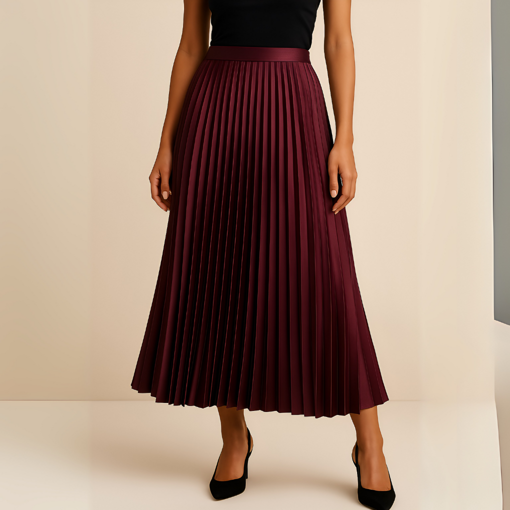 Women's Elegant Pleated Midi Skirt