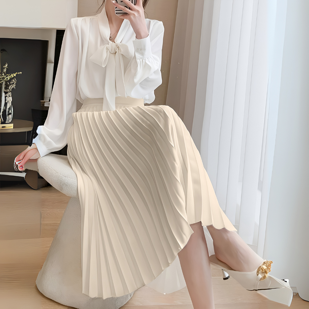 Women's Elegant Pleated Midi Skirt