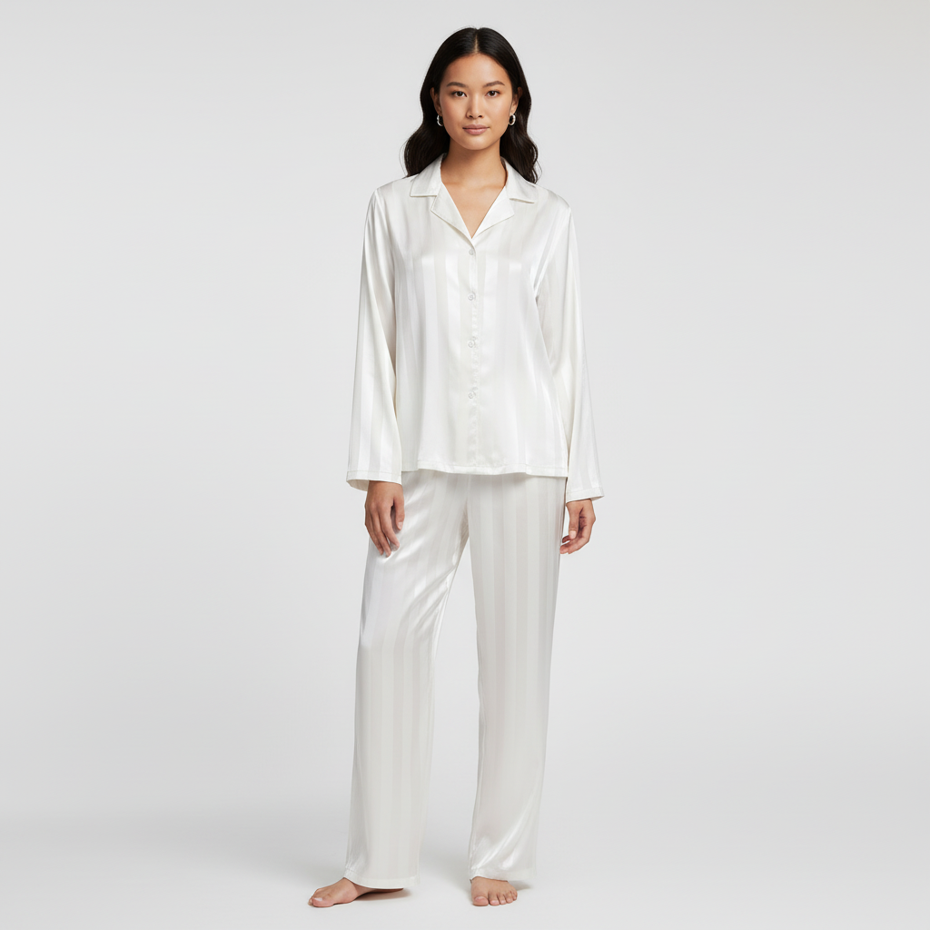Women's Elegant Satin Set with Top and Long Trousers