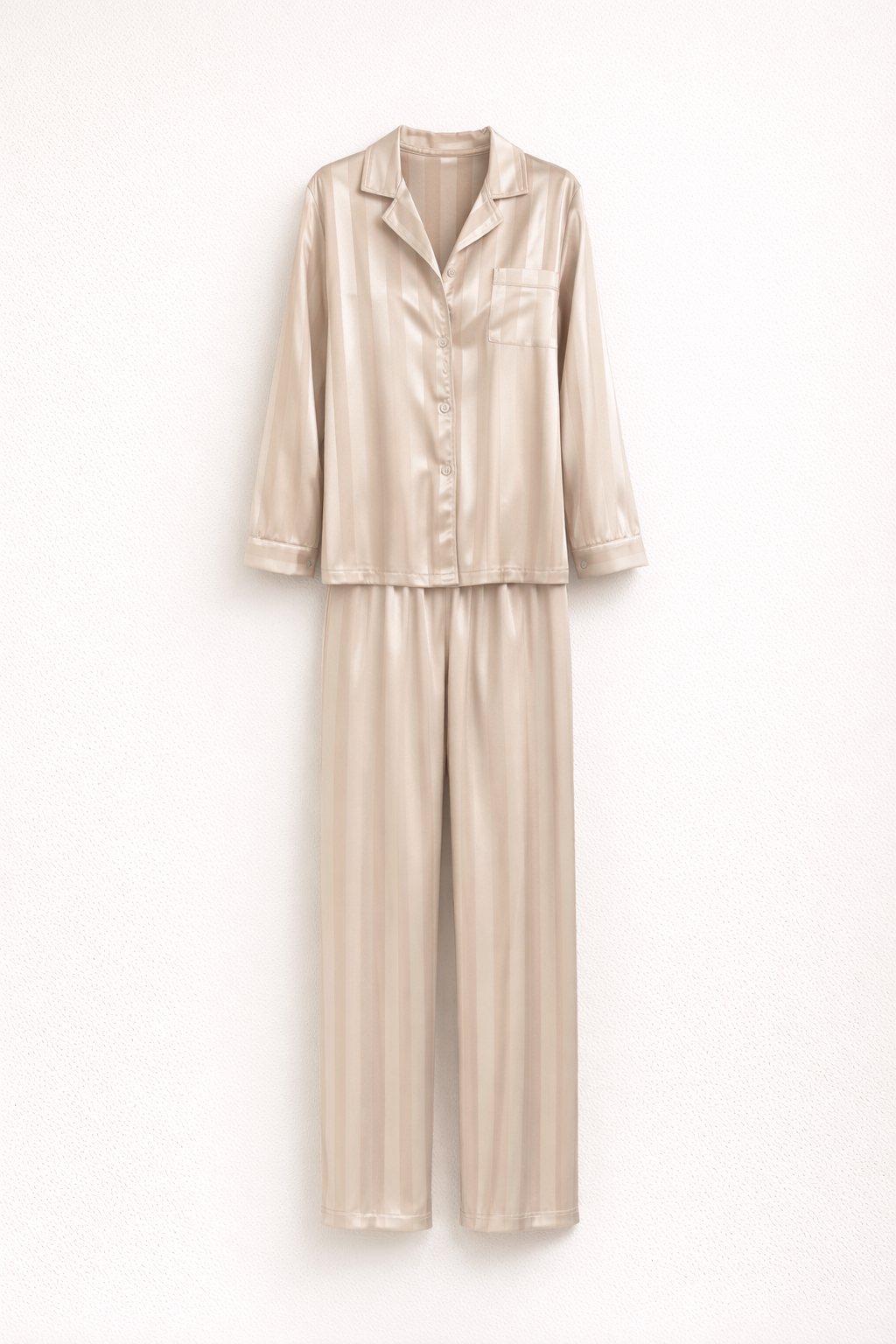 Women's Elegant Satin Set with Top and Long Trousers