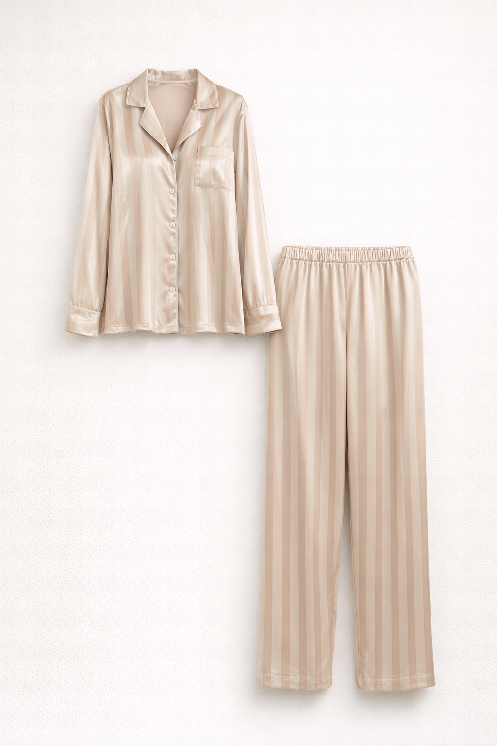 Women's Elegant Satin Set with Top and Long Trousers