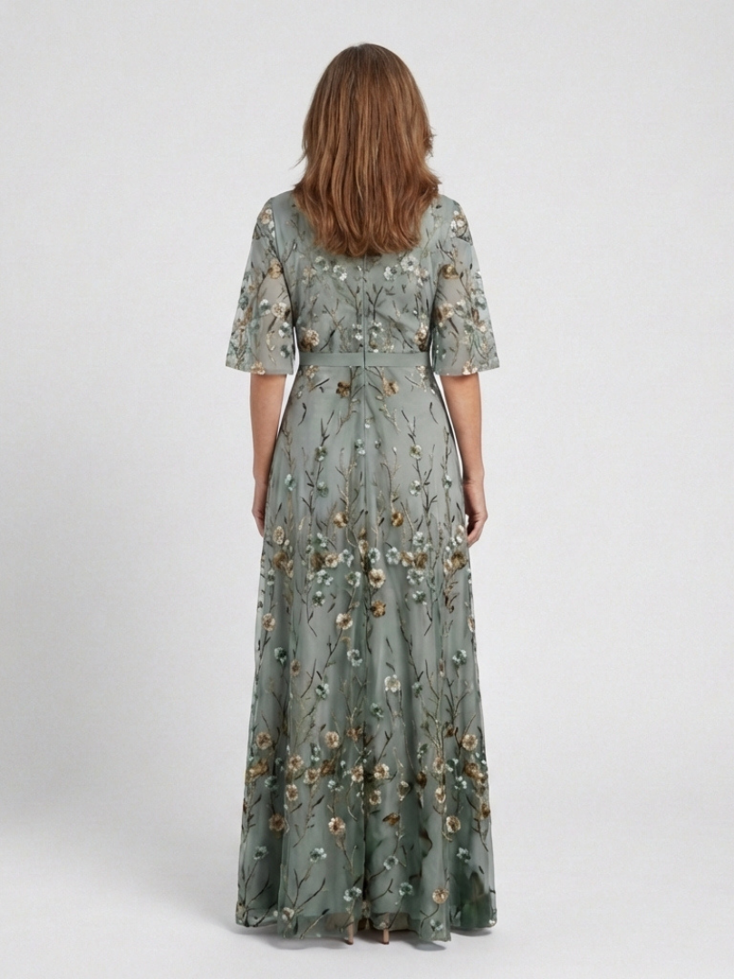 Women's Embroidered Wrap Maxi Dress