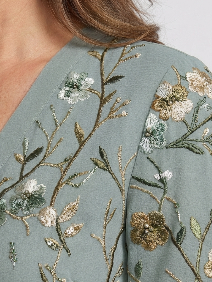 Women's Embroidered Wrap Maxi Dress