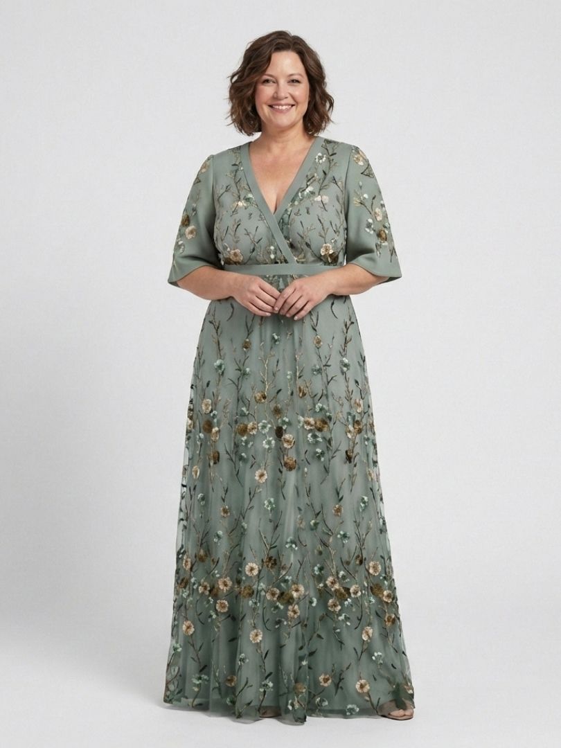 Women's Embroidered Wrap Maxi Dress