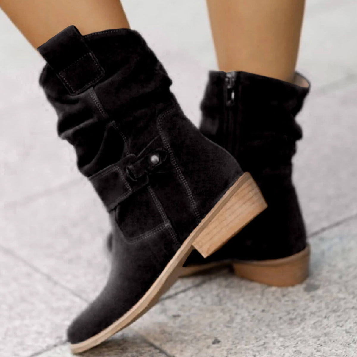 Women's Ergonomic Suede Boots - Soft & Comfortable Leather Ankle Boots