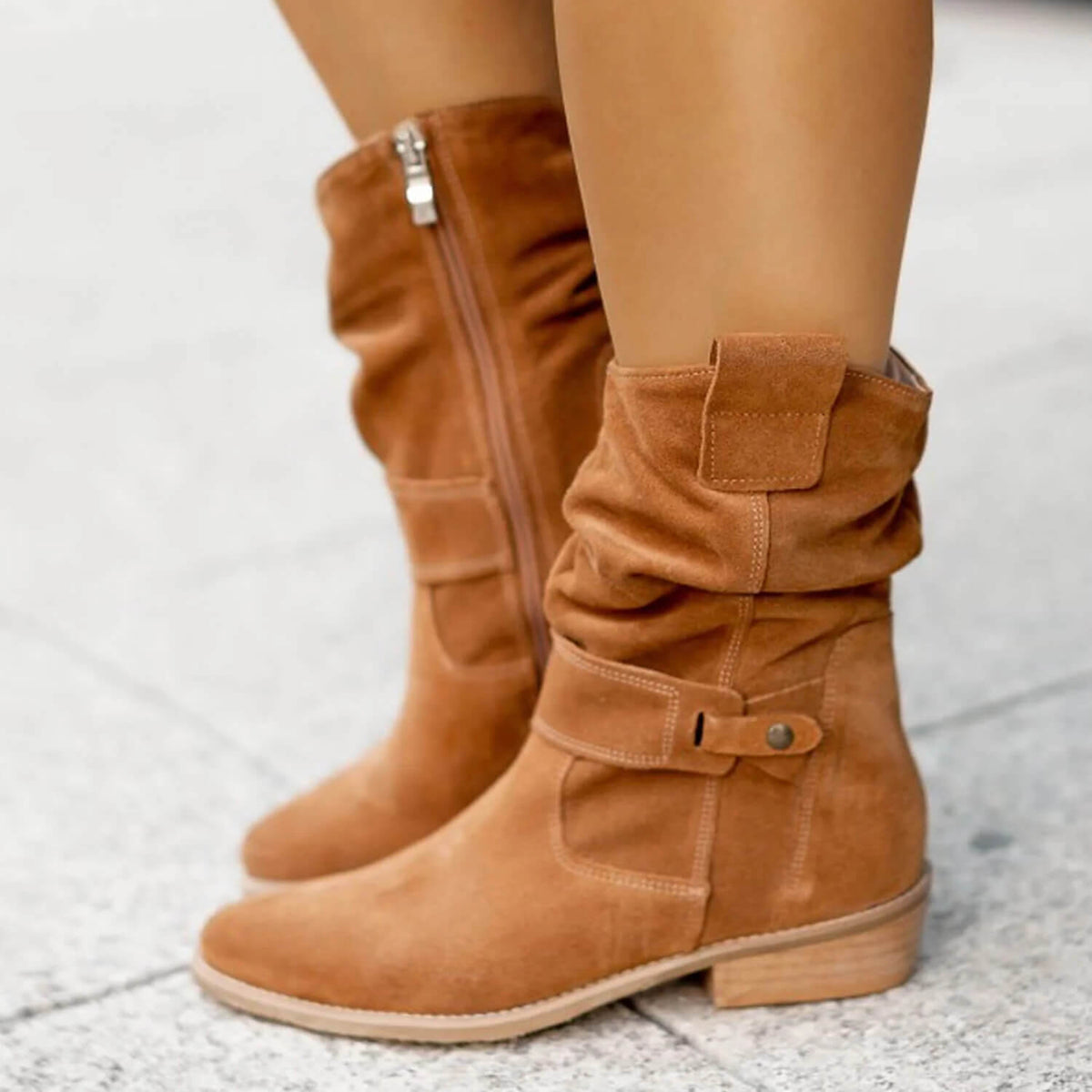 Women's Ergonomic Suede Boots - Soft & Comfortable Leather Ankle Boots