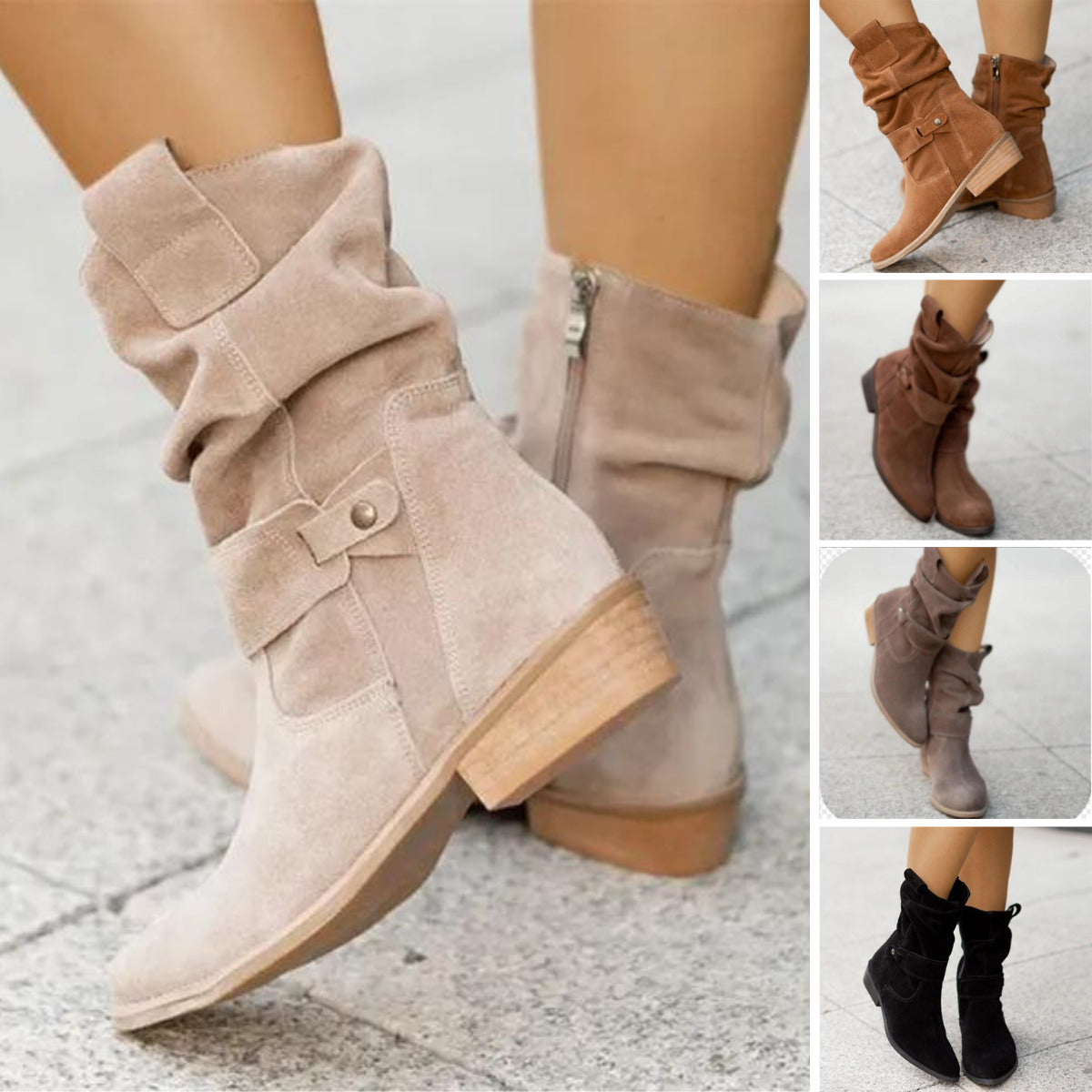 Women's Faux Suede Slouch Ankle Boots