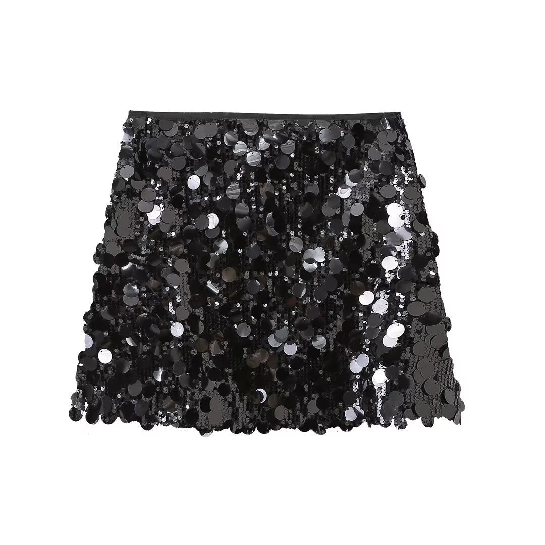 Women's Fitted Sequin Mini Skirt