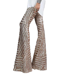 Women's Flared Trousers with Glittery Pattern