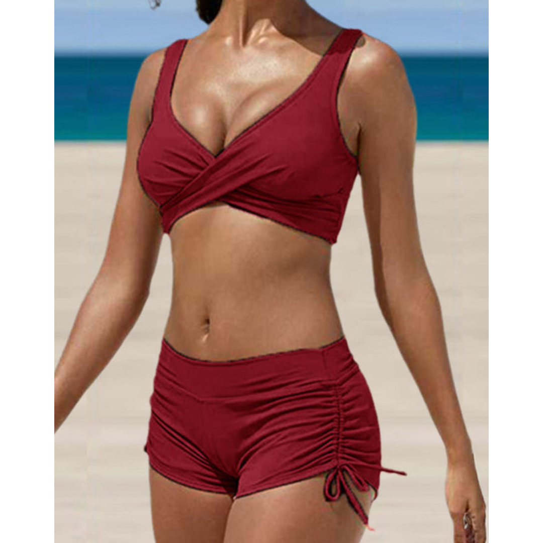 Women's Flattering Ruched Swim Shorts Set
