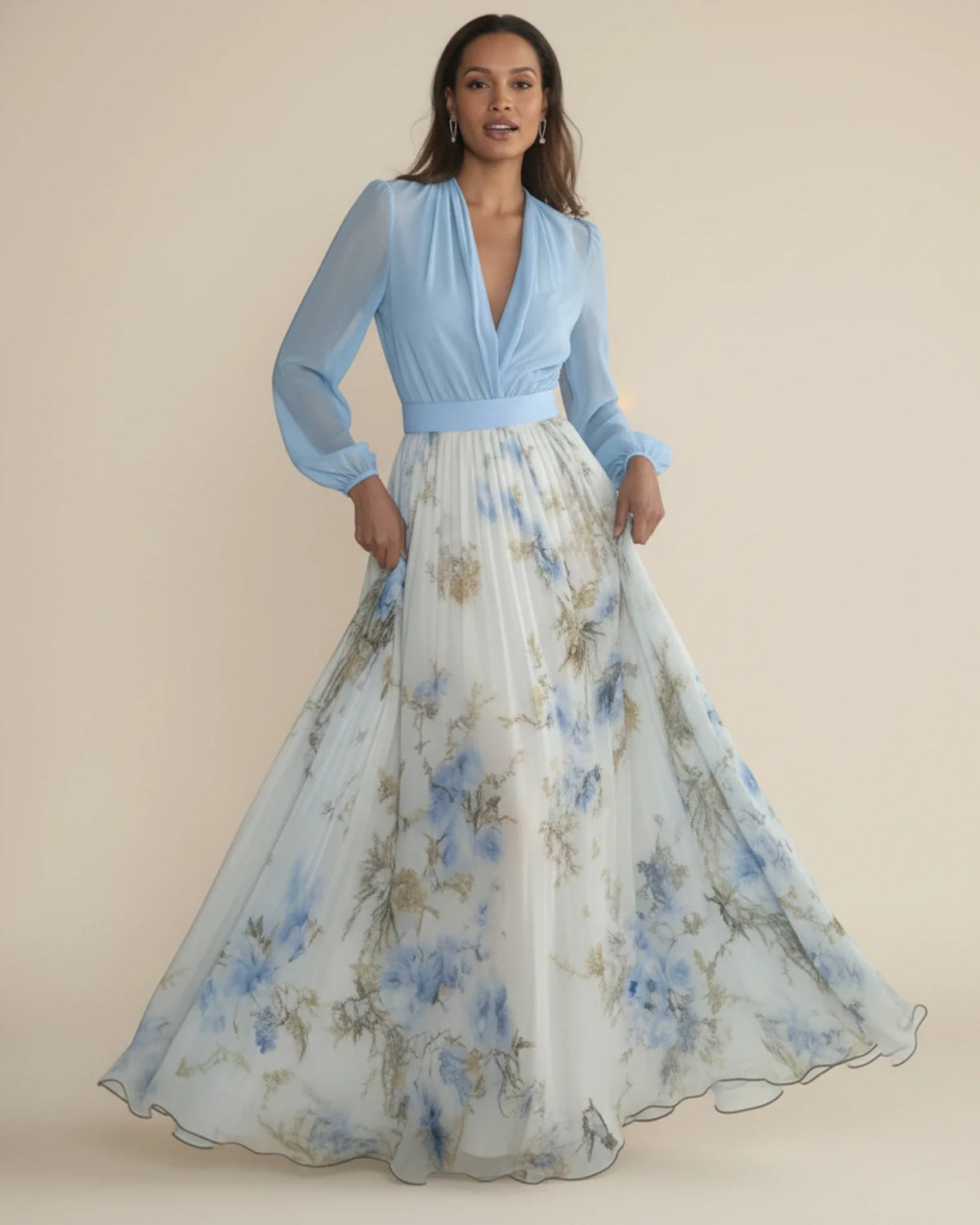 Women's Floral A-Line Maxi Dress
