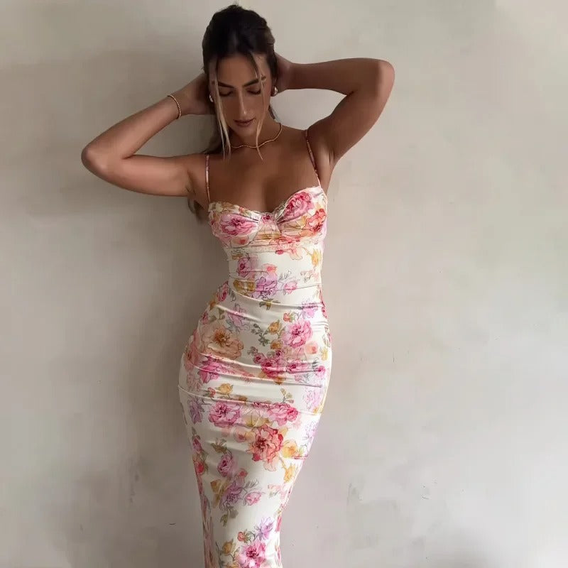 Women's Floral Bodycon Midi Dress