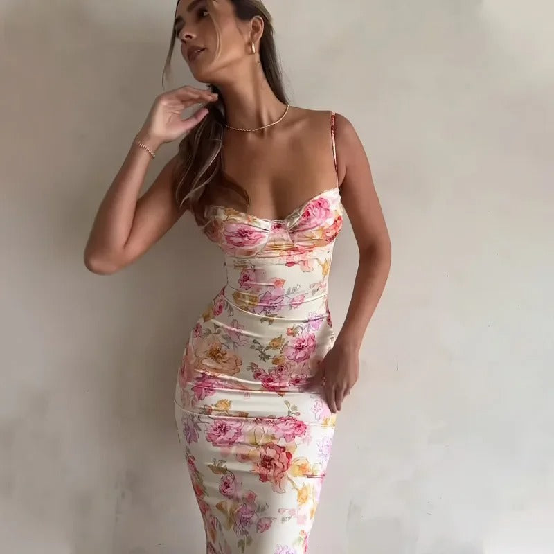Women's Floral Bodycon Midi Dress
