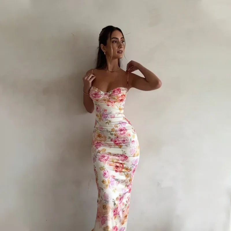 Women's Floral Bodycon Midi Dress