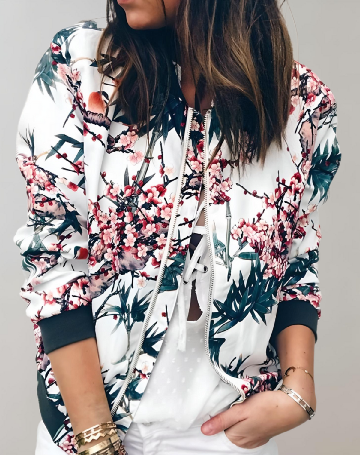 Women's Floral Bomber Jacket
