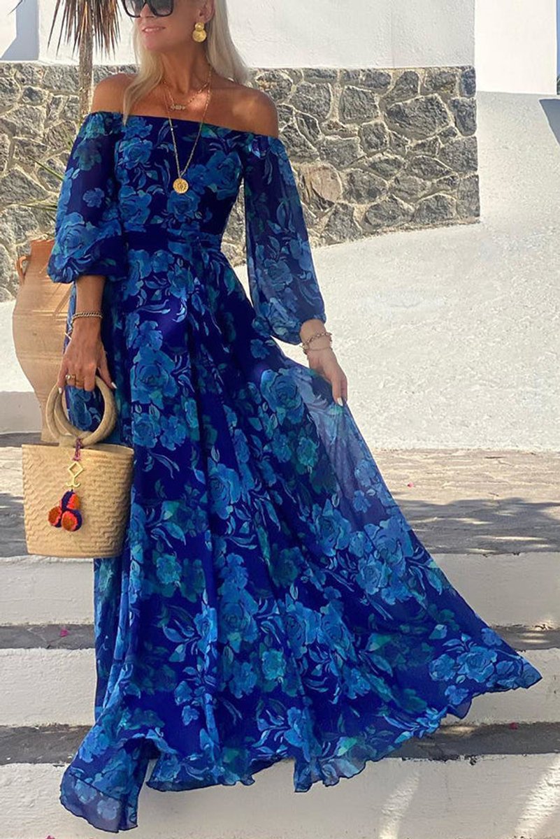 Women's Floral Off-Shoulder Maxi Mother of the Bride Dress