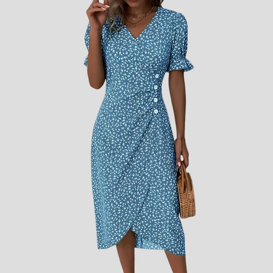 Women's Floral Print Wrap Midi Dress