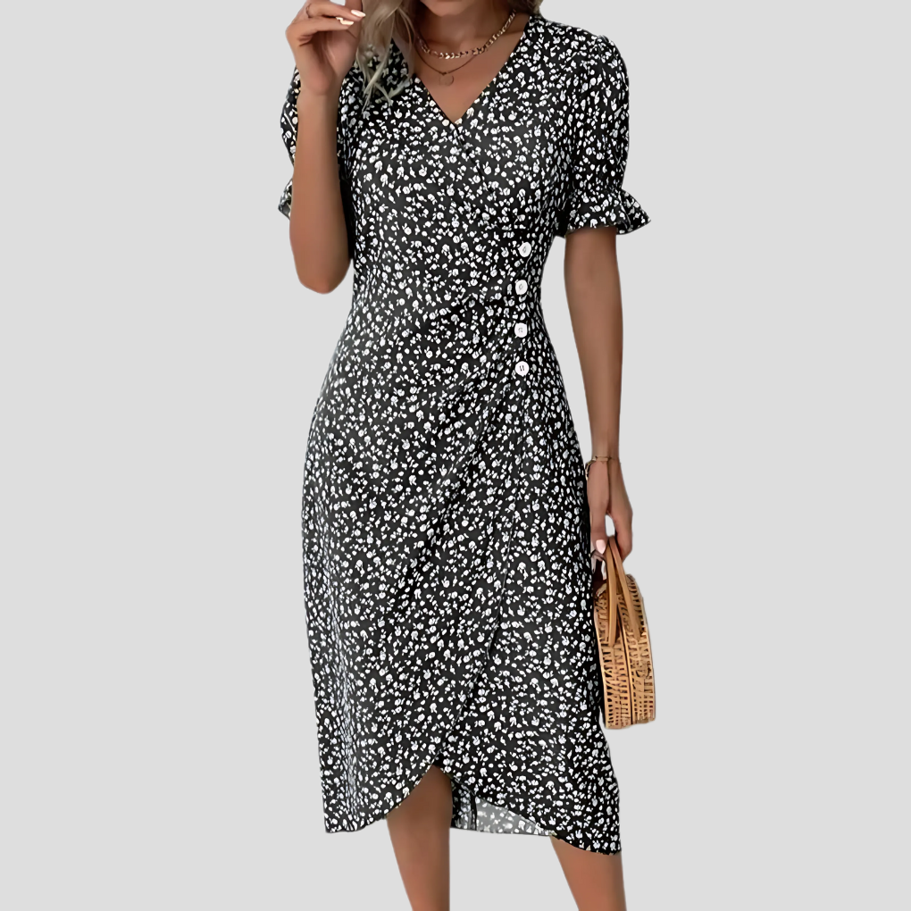 Women's Floral Print Wrap Midi Dress