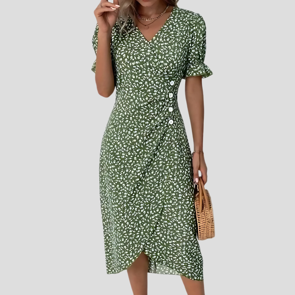 Women's Floral Print Wrap Midi Dress