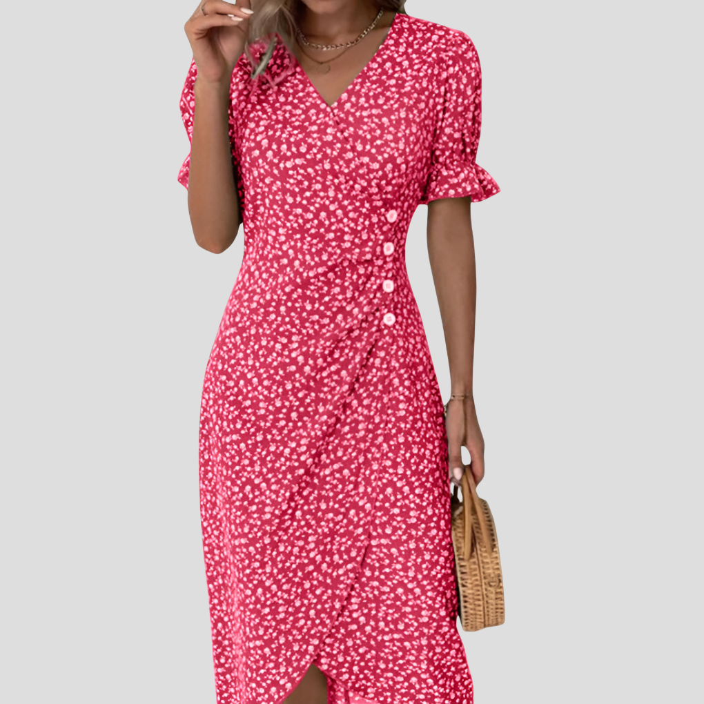 Women's Floral Print Wrap Midi Dress