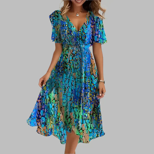 Women's Floral Ruched Midi Dress