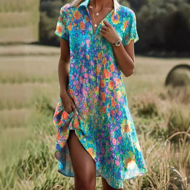 Women's Floral Shirt Mini Dress