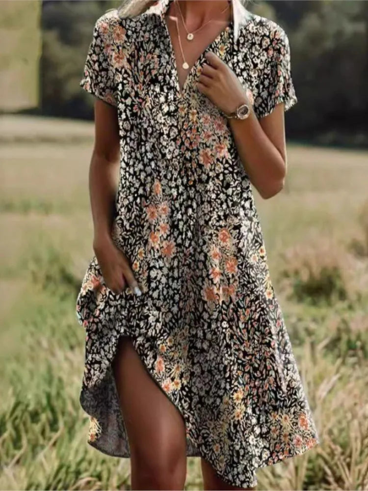 Women's Floral Shirt Mini Dress
