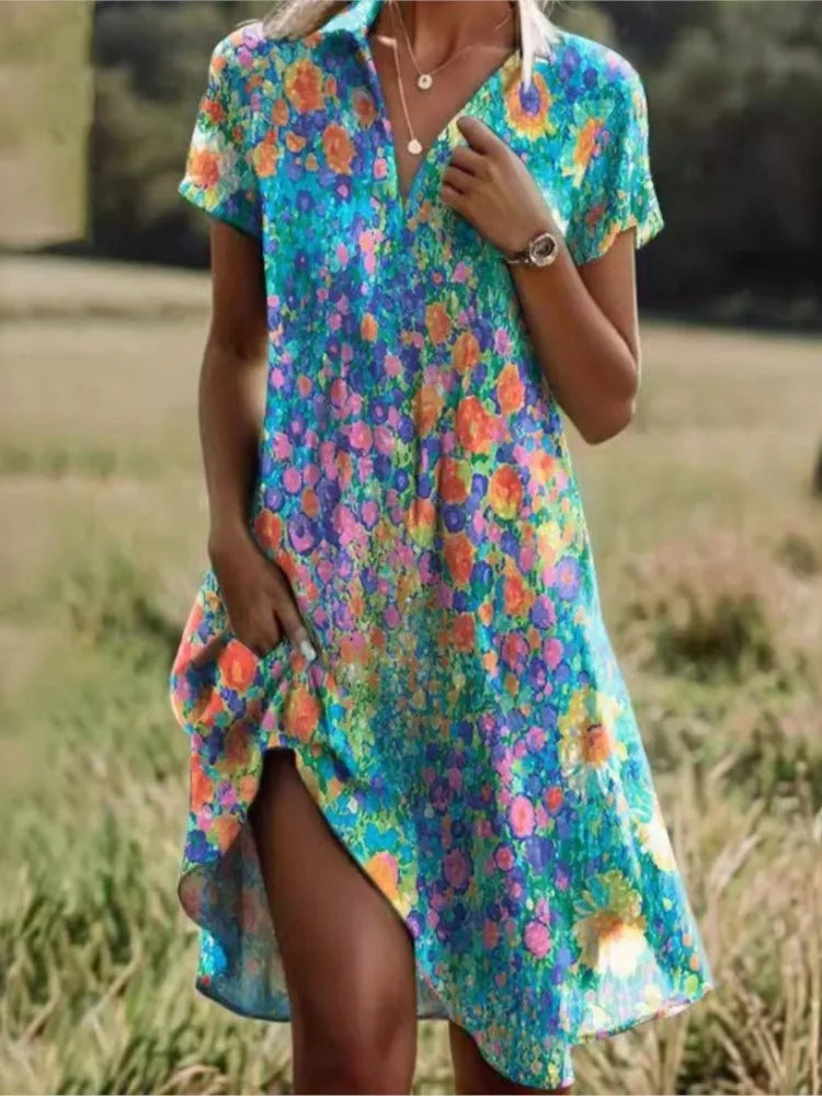 Women's Floral Shirt Mini Dress