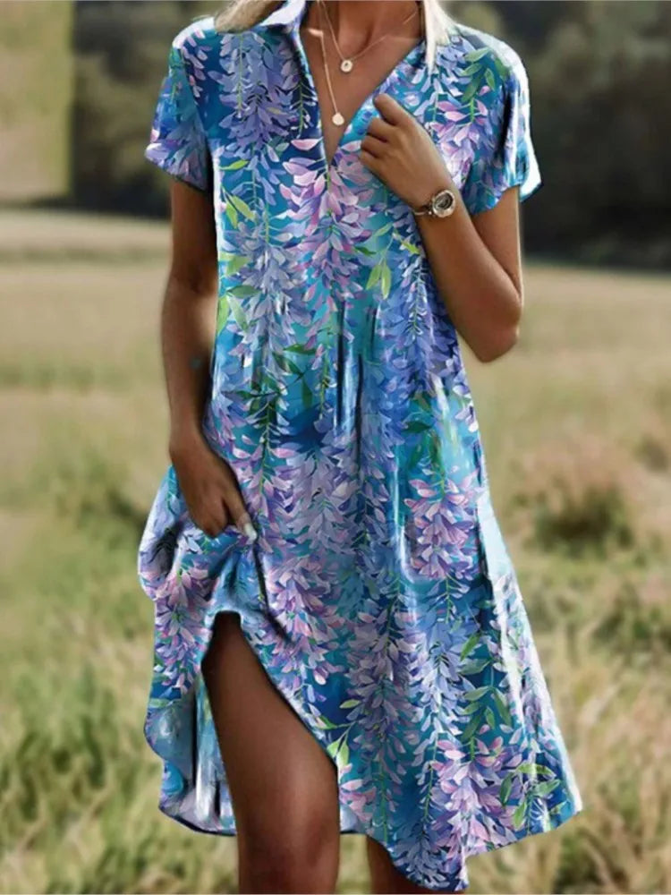Women's Floral Shirt Mini Dress