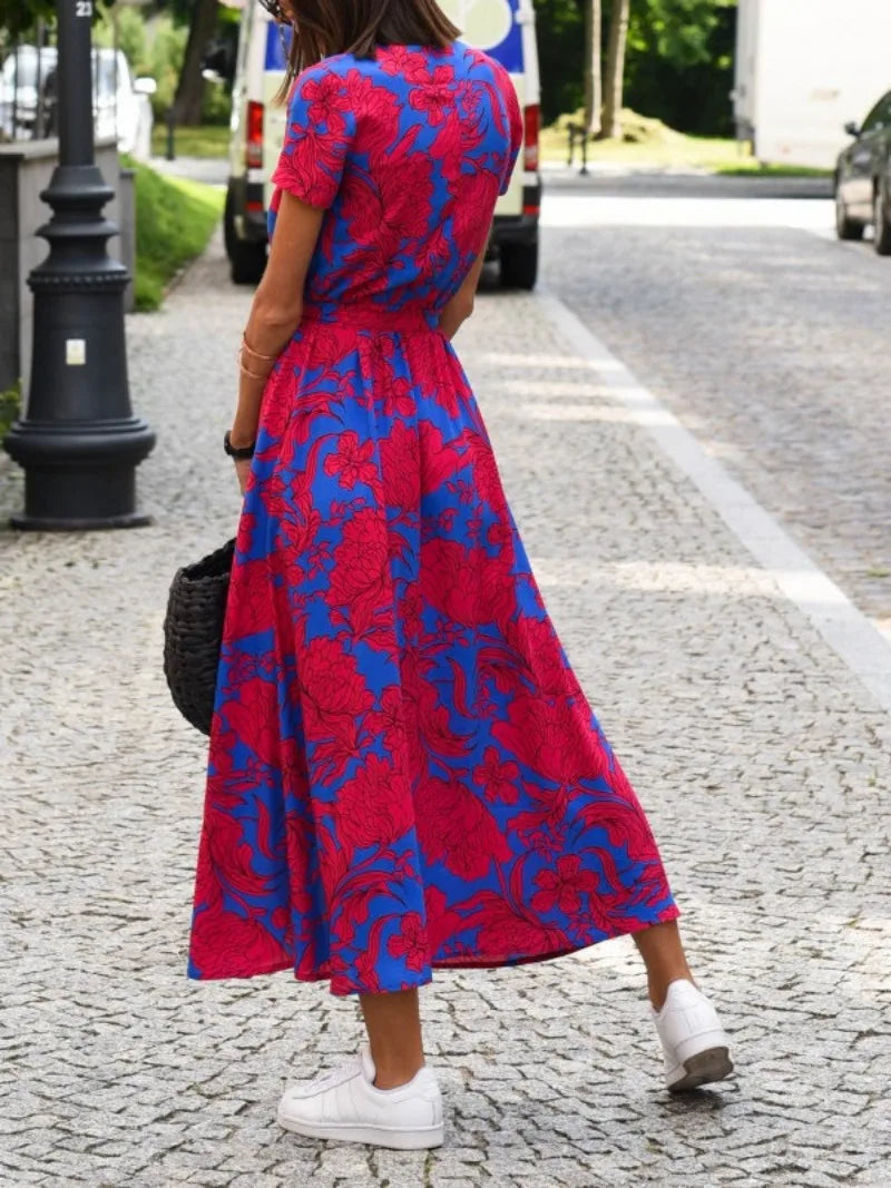 Women's Floral Wrap Midi Dress