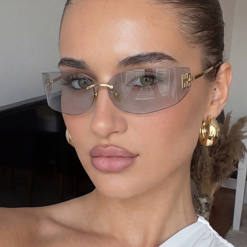 Women's Futuristic Designer Sunglasses with Unique Frame and UV Protection