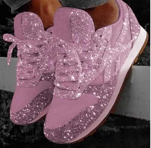 Women's Glitter Lace-Up Shoes