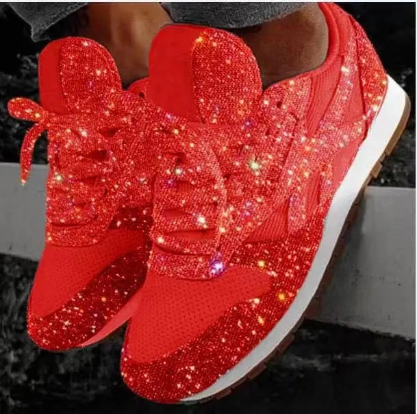Women's Glitter Lace-Up Shoes