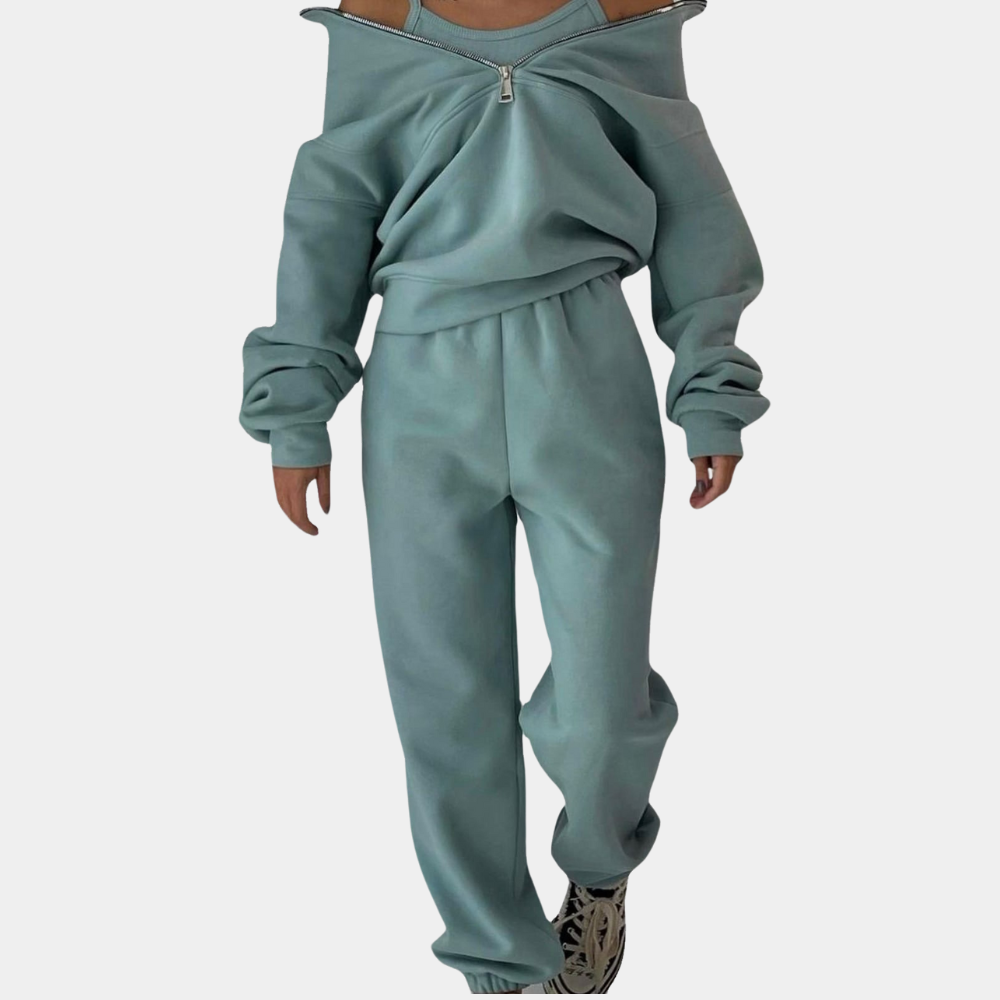Women's Half-Zip Sweatshirt and Joggers Set
