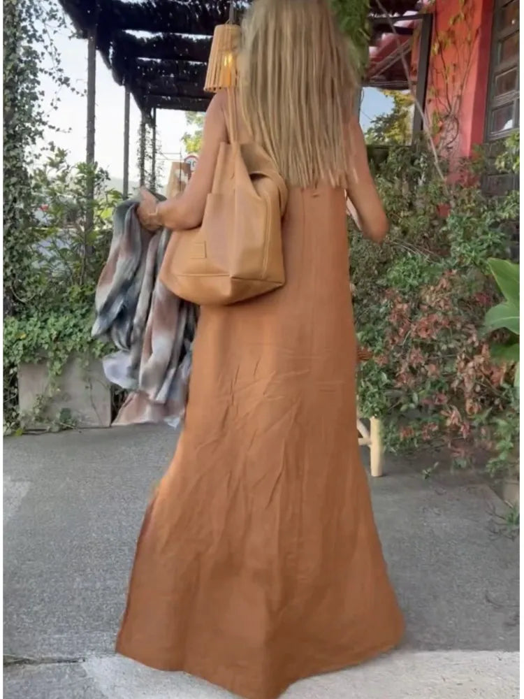Women's Halter Neck A-Line Maxi Dress