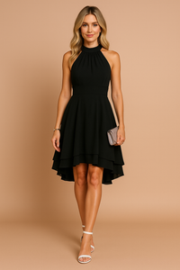 Women's Halter Neck Fit-and-Flare Mini Dress