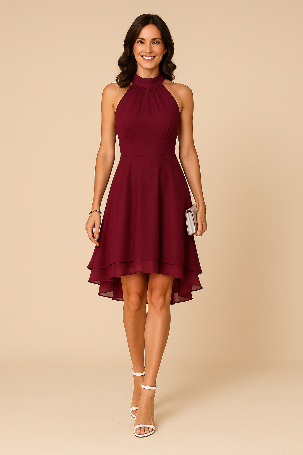 Women's Halter Neck Fit-and-Flare Mini Dress