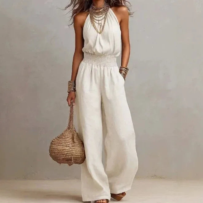 Women's Halter Neck Wide Leg Jumpsuit