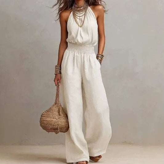 Women's Halter Neck Wide Leg Jumpsuit