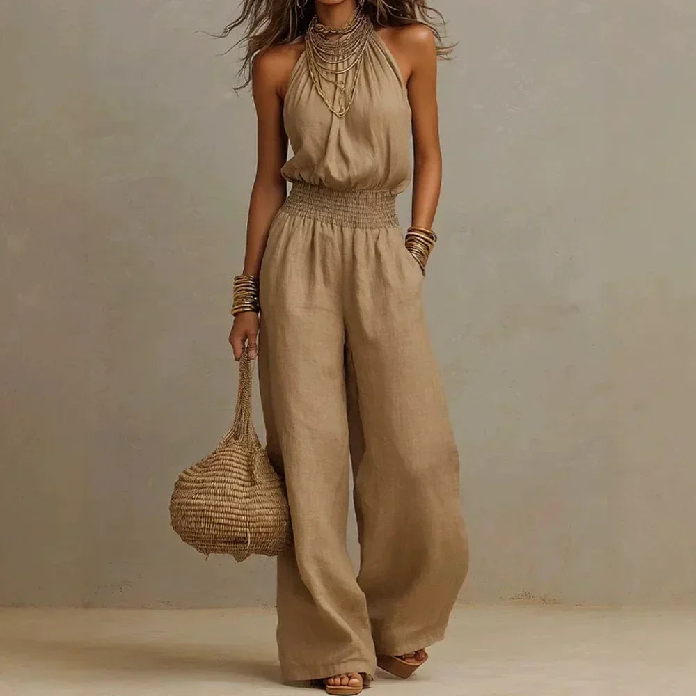 Women's Halter Neck Wide Leg Jumpsuit