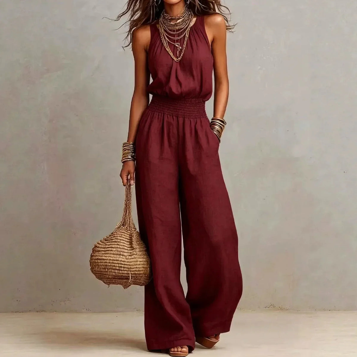 Women's Halter Neck Wide Leg Jumpsuit