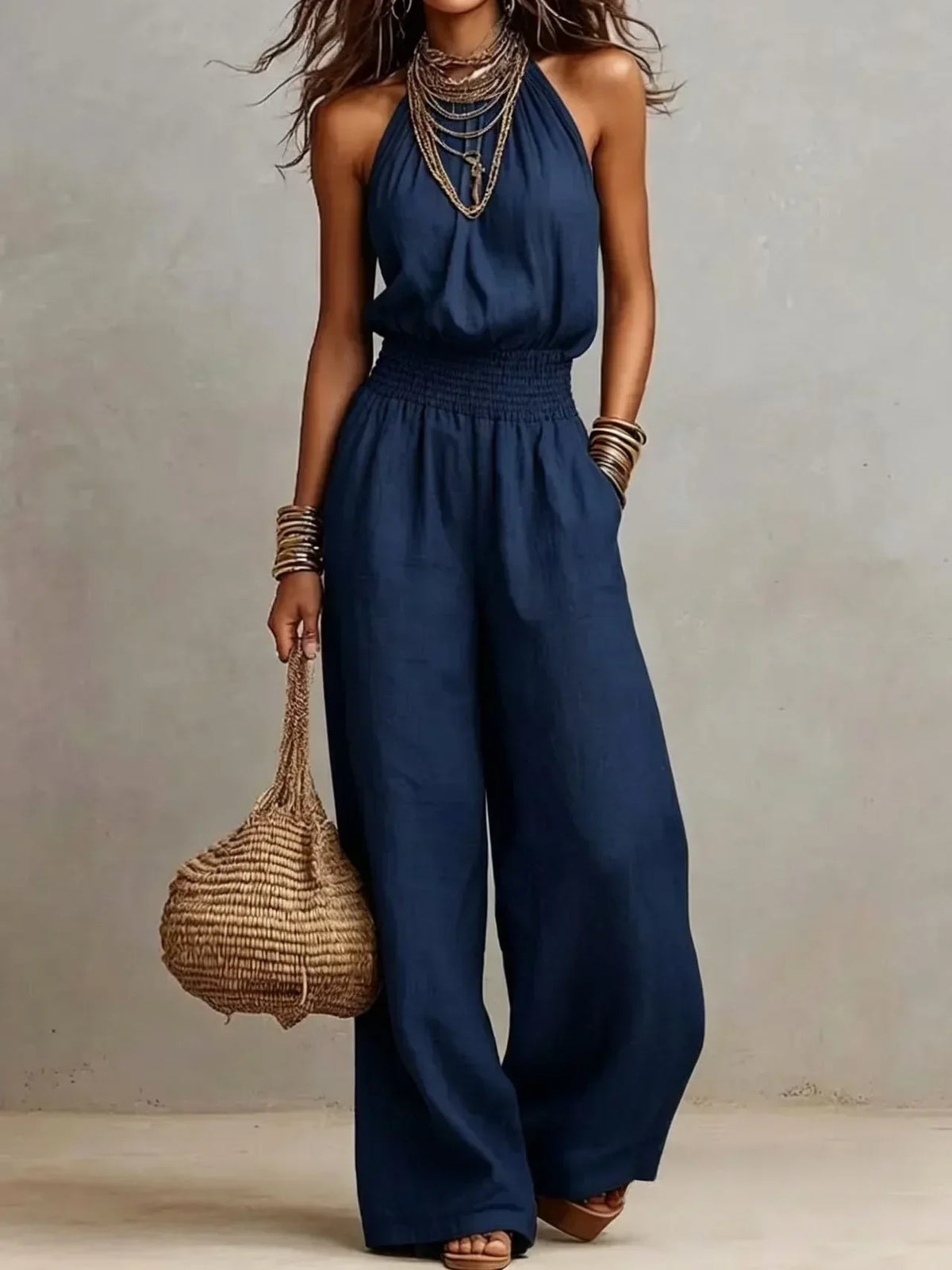 Women's Halter Neck Wide Leg Jumpsuit