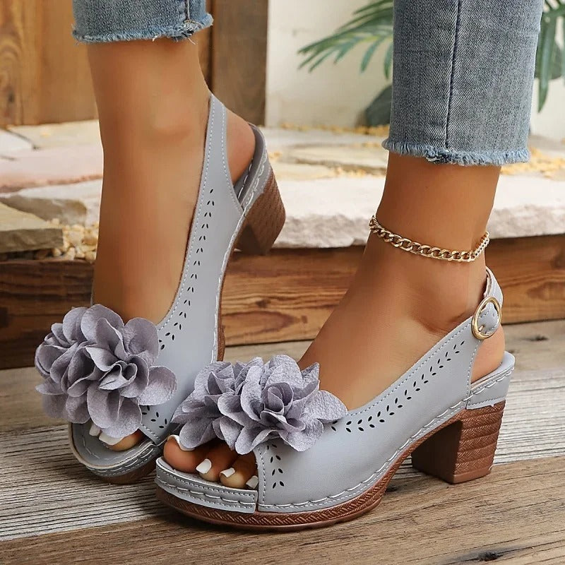 Women's Heeled Sandals with Adjustable Strap and Cushioned Insole